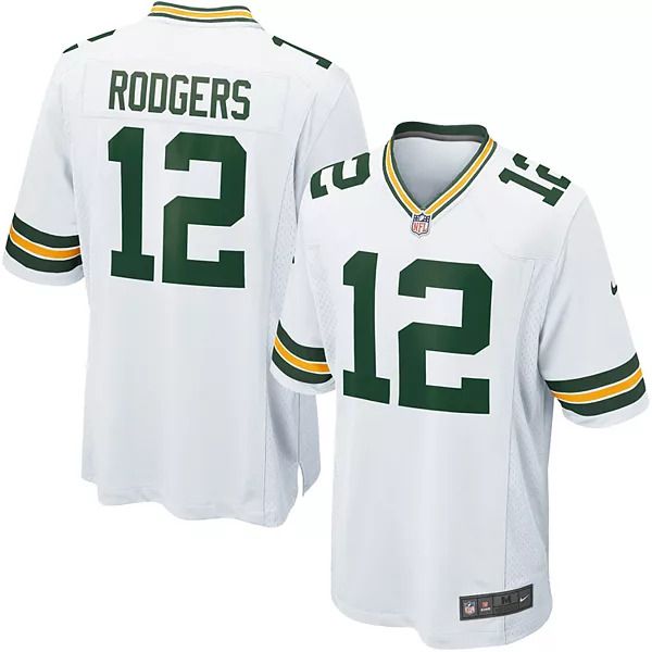 Men Green Bay Packers 12 Aaron Rodgers Nike White Game Player NFL Jersey